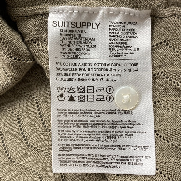 Suitsupply Cotton Silk Semi Sheer Lace Knit Short Sleeve Button Up Polo Cardigan - Picture 13 of 14